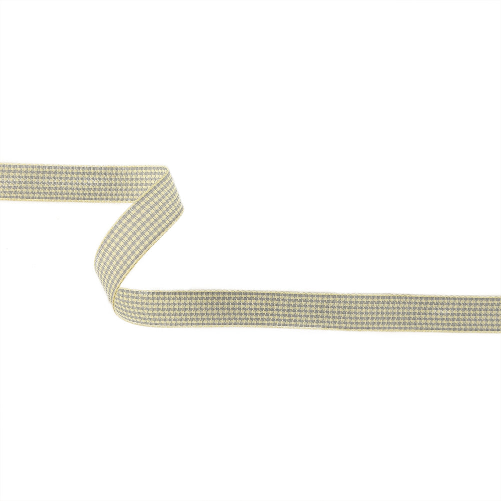 Cool Gray and Cannoli Cream Houndstooth Check Woven Ribbon - 0.625" Cool Gray and Cannoli Cream Houndstooth Check Woven Ribbon - 0.625"