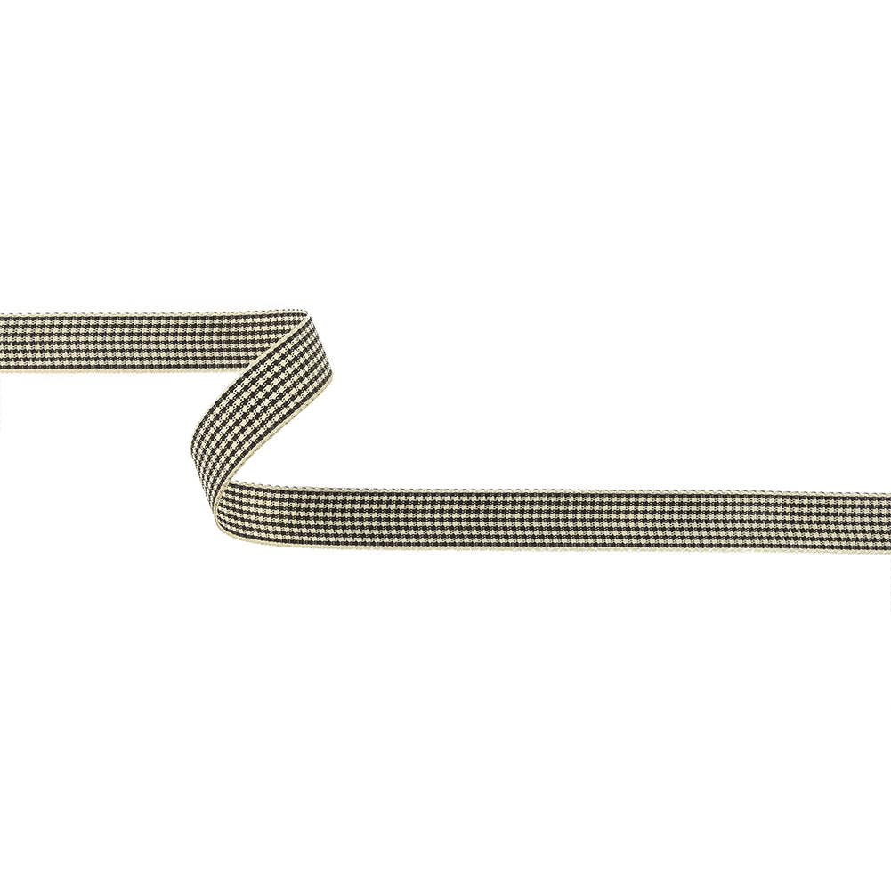 Black and Cream Houndstooth Check Woven Ribbon - 0.625" Black and Cream Houndstooth Check Woven Ribbon - 0.625"