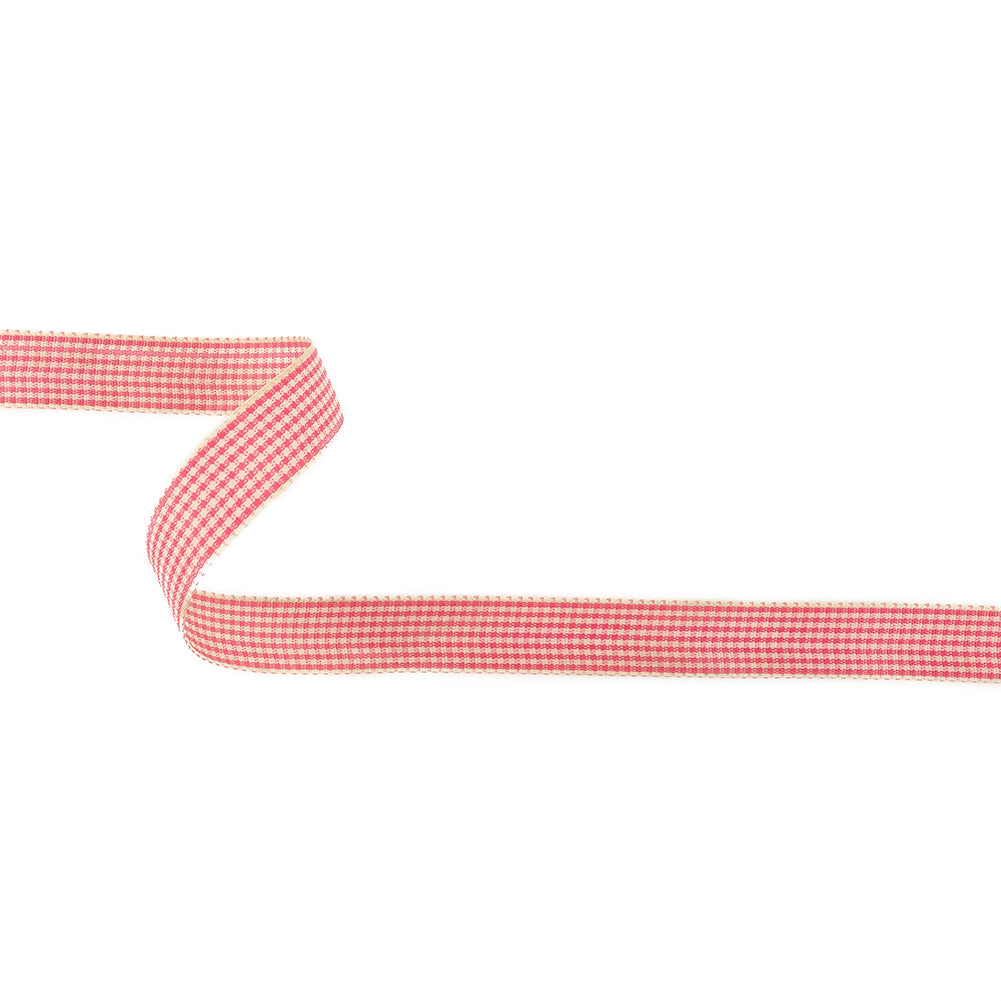 Hot Pink and Dew Houndstooth Check Woven Ribbon - 0.625" Hot Pink and Dew Houndstooth Check Woven Ribbon - 0.625"