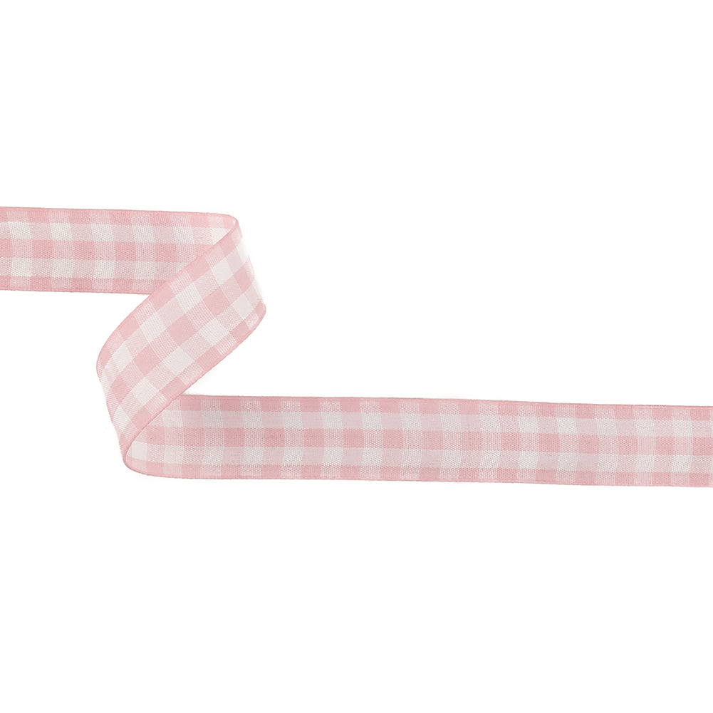 Pale Pink and Bright White Gingham Woven Ribbon - 1" Pale Pink and Bright White Gingham Woven Ribbon - 1"