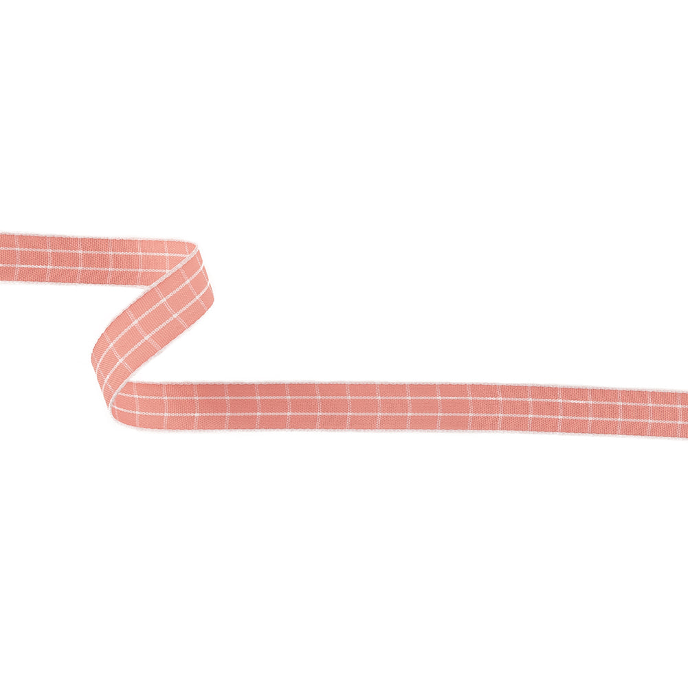 Pink Icing and White Windowpane Check Woven Ribbon - 0.625" Pink Icing and White Windowpane Check Woven Ribbon - 0.625"