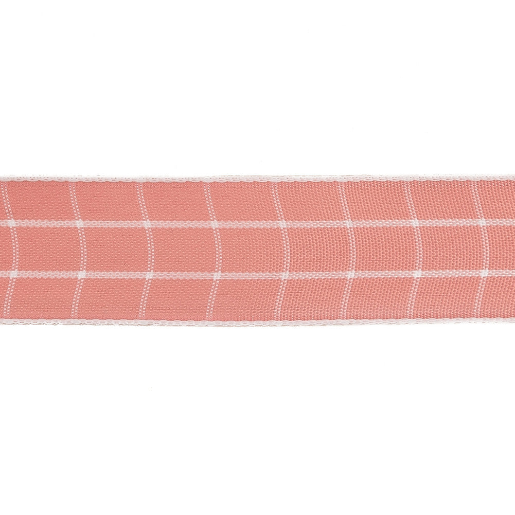 Pink Icing and White Windowpane Check Woven Ribbon - 1" Detail Pink Icing and White Windowpane Check Woven Ribbon - 1" Detail