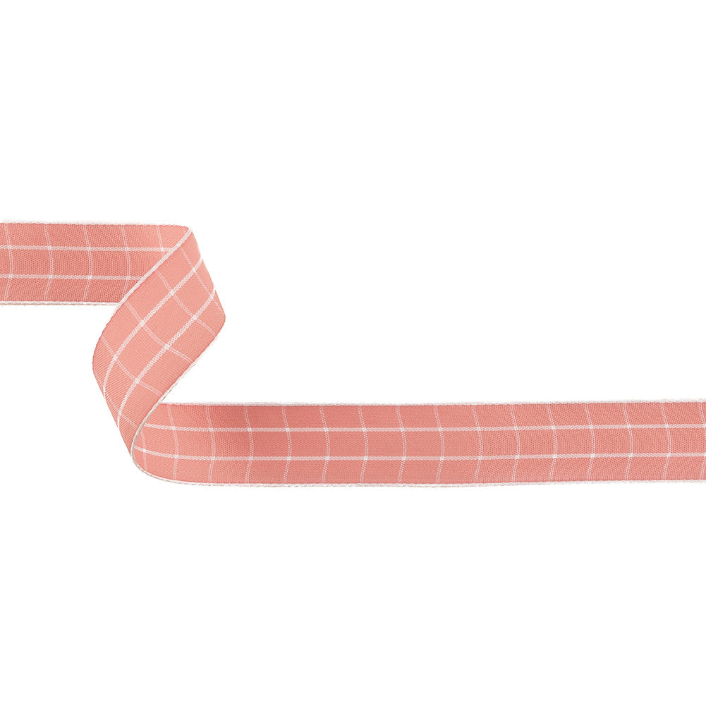 Pink Icing and White Windowpane Check Woven Ribbon - 1" Pink Icing and White Windowpane Check Woven Ribbon - 1"
