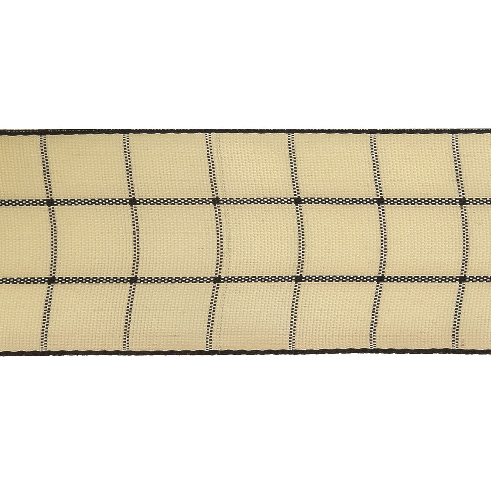 Black and Ethereal Green Windowpane Check Woven Ribbon - 1.5" Detail Black and Ethereal Green Windowpane Check Woven Ribbon - 1.5" Detail