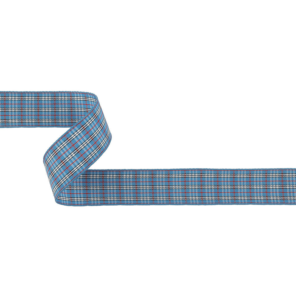 Blue, Red and White Plaid Woven Ribbon - 1" Blue, Red and White Plaid Woven Ribbon - 1"