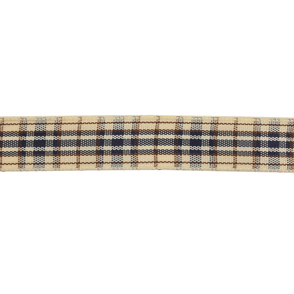 Astral Aura, Brown and Vanilla Ice Plaid Woven Ribbon - 0.625" Detail Astral Aura, Brown and Vanilla Ice Plaid Woven Ribbon - 0.625" Detail