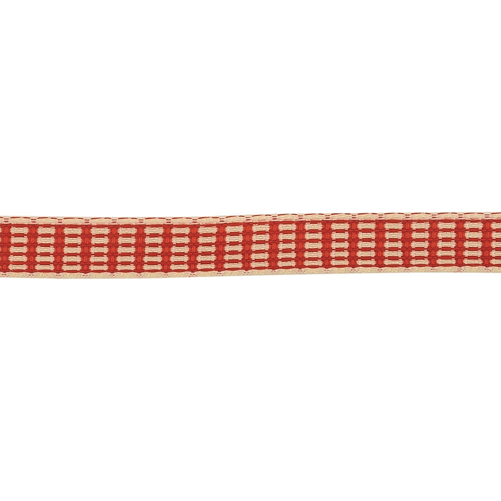 Red and White Rectangles Jacquard Ribbon - 0.375" Detail Red and White Rectangles Jacquard Ribbon - 0.375" Detail