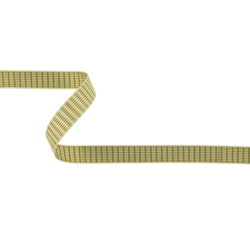 Moss Green and White Rectangles Jacquard Ribbon - 0.625" Moss Green and White Rectangles Jacquard Ribbon - 0.625"