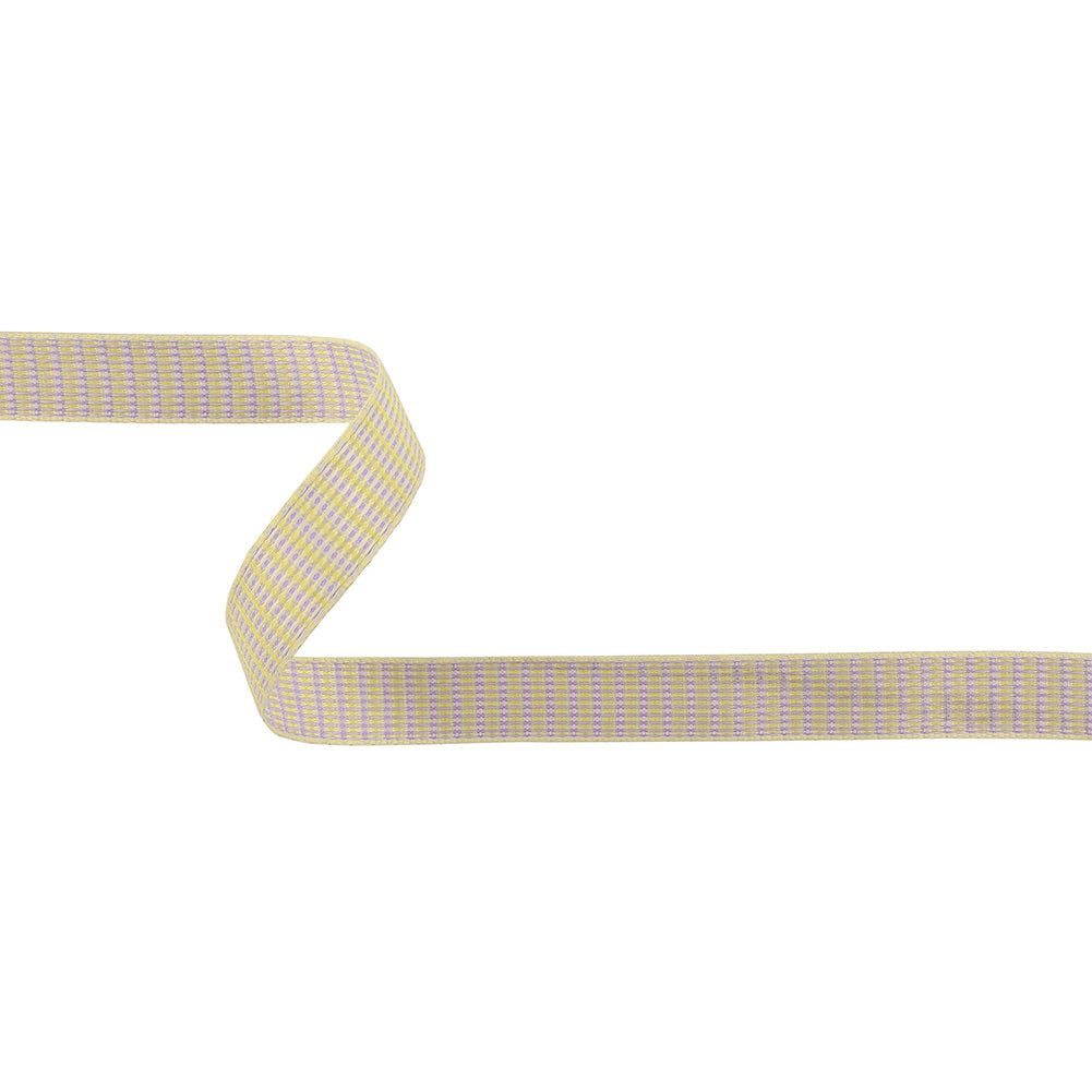 Lavender, Lemon, and Tofu Rectangles Jacquard Ribbon - 0.625" Lavender, Lemon, and Tofu Rectangles Jacquard Ribbon - 0.625"