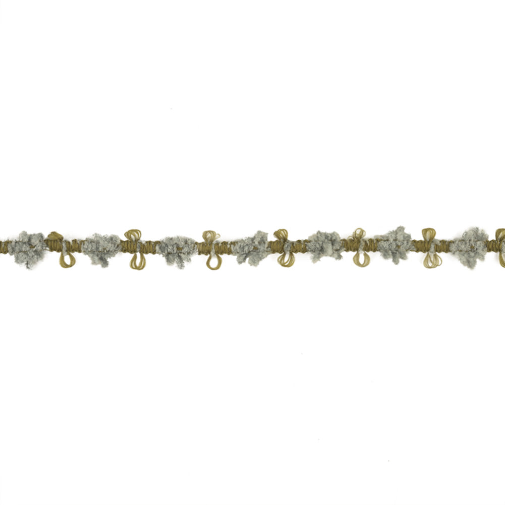 Cool Gray and Moss Chenille Floral Trim - 0.75" Cool Gray and Moss Chenille Floral Trim - 0.75"