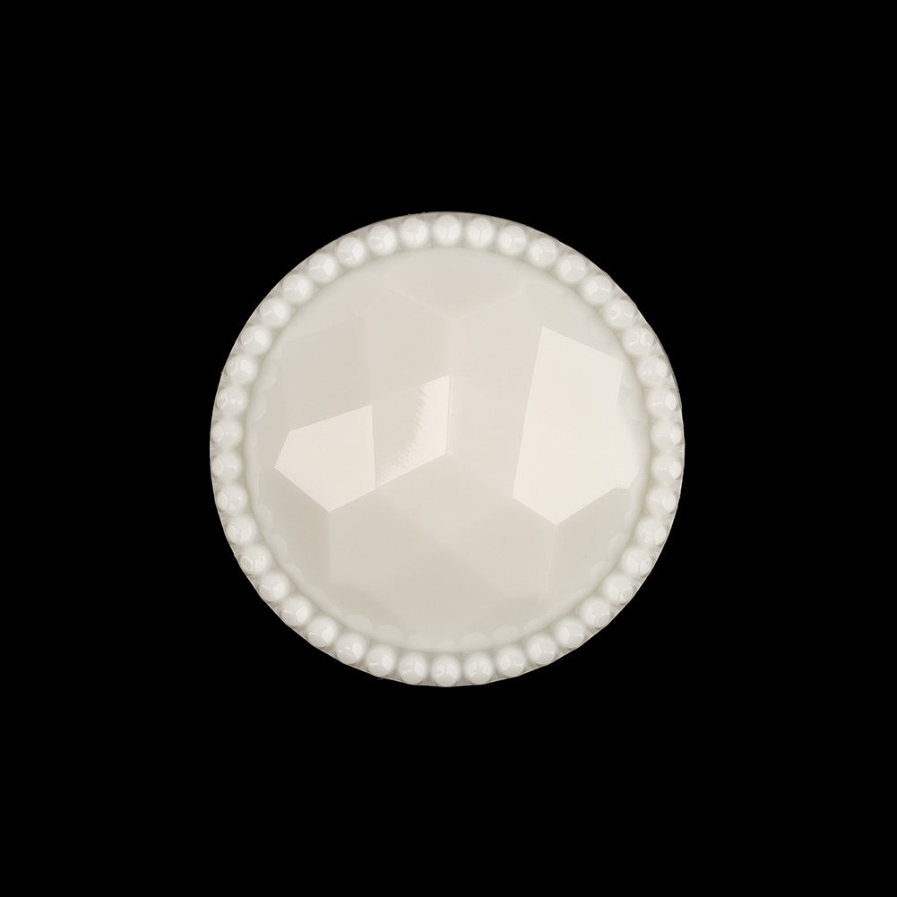 Italian White Faceted Decorative Shank Back Button - 36L/23mm Italian White Faceted Decorative Shank Back Button - 36L/23mm