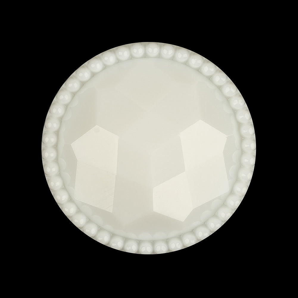 Italian White Faceted Decorative Shank Back Button - 44L/28mm Italian White Faceted Decorative Shank Back Button - 44L/28mm