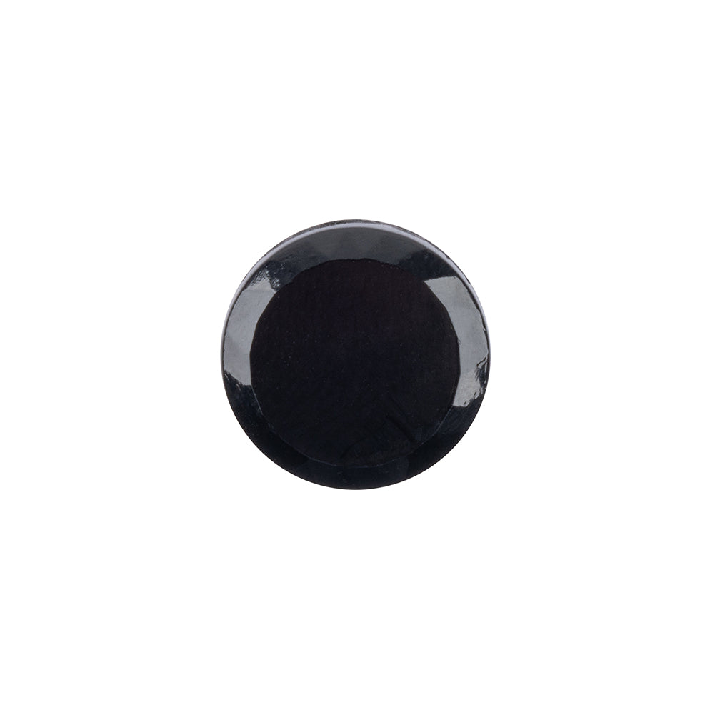 Black Smooth Top Beveled Edge Glass Shank Back Button - 22L/14mm