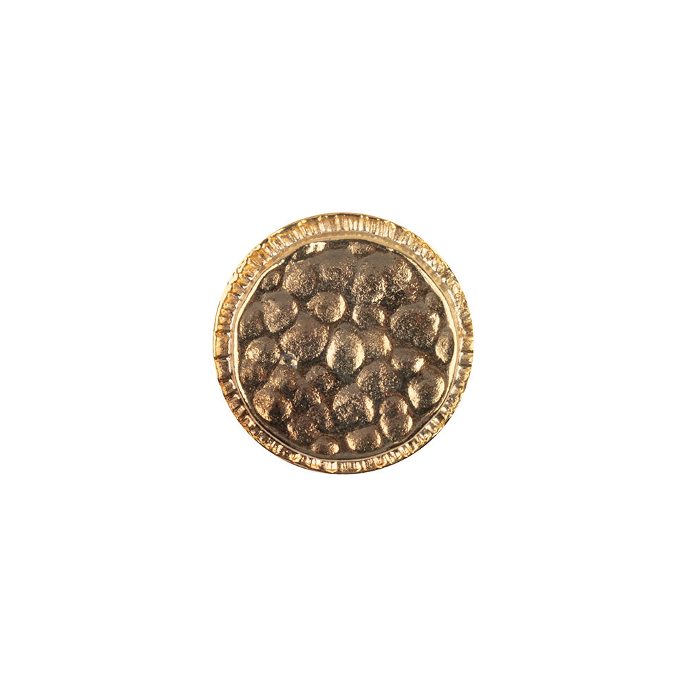Shiny Gold Abstract Textured Shank Back Metal Button with Radial Rim - 24L/15mm Shiny Gold Abstract Textured Shank Back Metal Button with Radial Rim - 24L/15mm