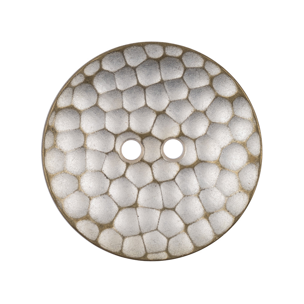 Italian Silver Brass Geometric 2-Hole Metal Saucer Button - 44L/28mm Italian Silver Brass Geometric 2-Hole Metal Saucer Button - 44L/28mm