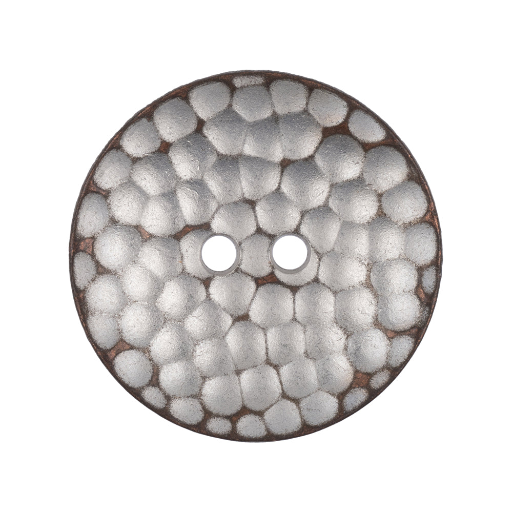 Italian Silver Iron Geometric 2-Hole Metal Saucer Button - 44L/28mm Italian Silver Iron Geometric 2-Hole Metal Saucer Button - 44L/28mm