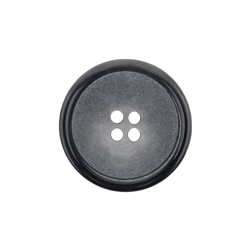 Matte Dove Gray and Shiny Midnight Narrow Rimmed 4-Hole Plastic Button - 36L/23mm Matte Dove Gray and Shiny Midnight Narrow Rimmed 4-Hole Plastic Button - 36L/23mm