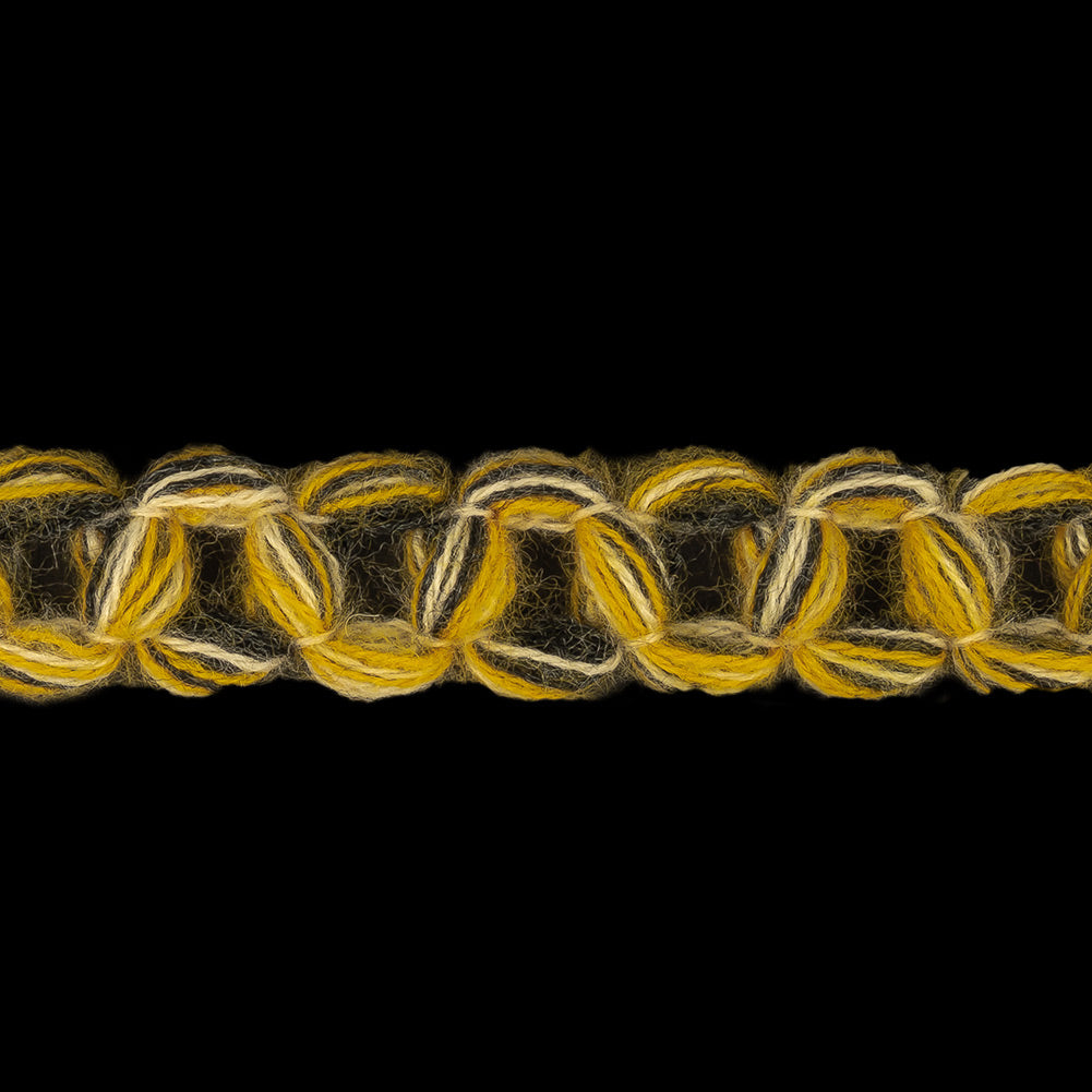 Forest, Yellow and Light Gray Circle Chains Trim - 0.75" Detail Forest, Yellow and Light Gray Circle Chains Trim - 0.75" Detail