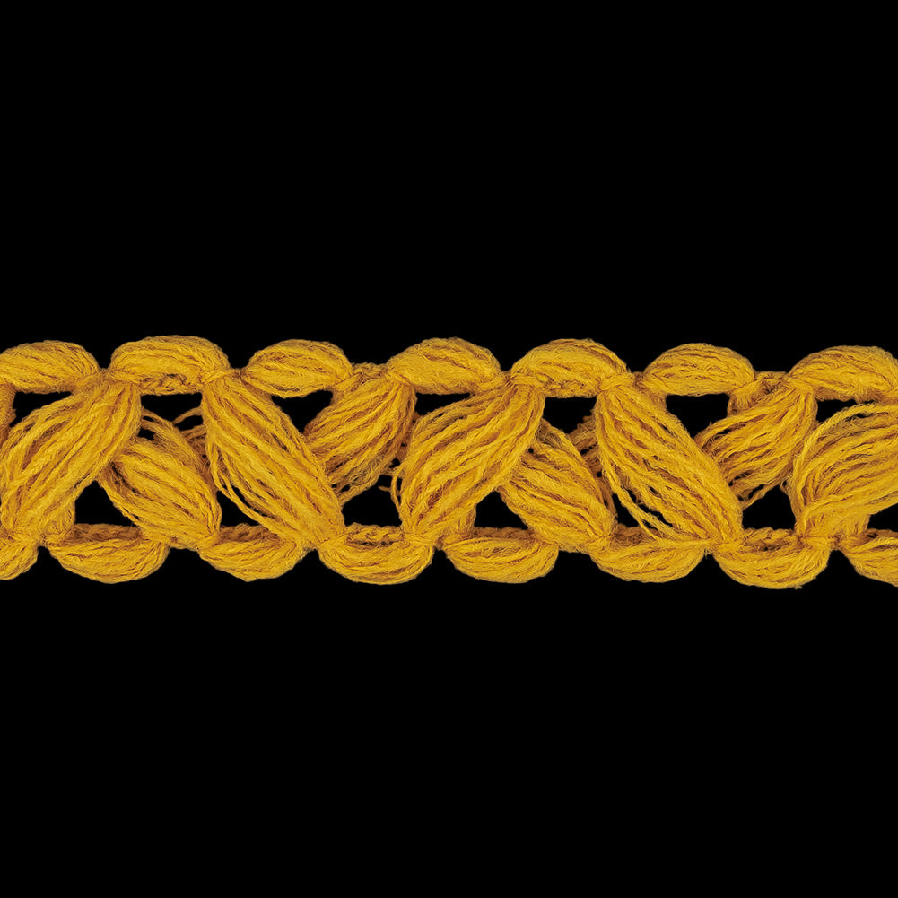 Golden Yellow Criss-Cross Braided Trim - 0.75" Detail Golden Yellow Criss-Cross Braided Trim - 0.75" Detail