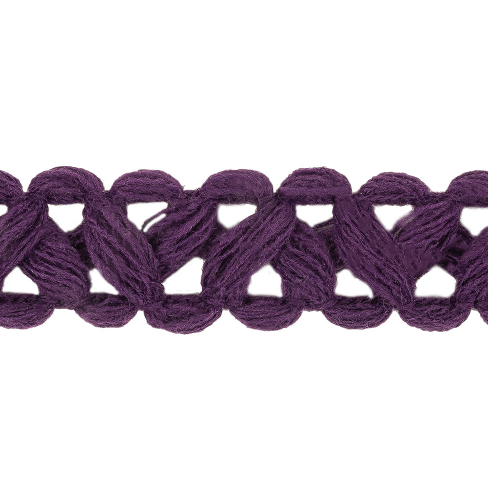 Deep Purple Criss-Cross Braided Trim - 0.75" Detail Deep Purple Criss-Cross Braided Trim - 0.75" Detail
