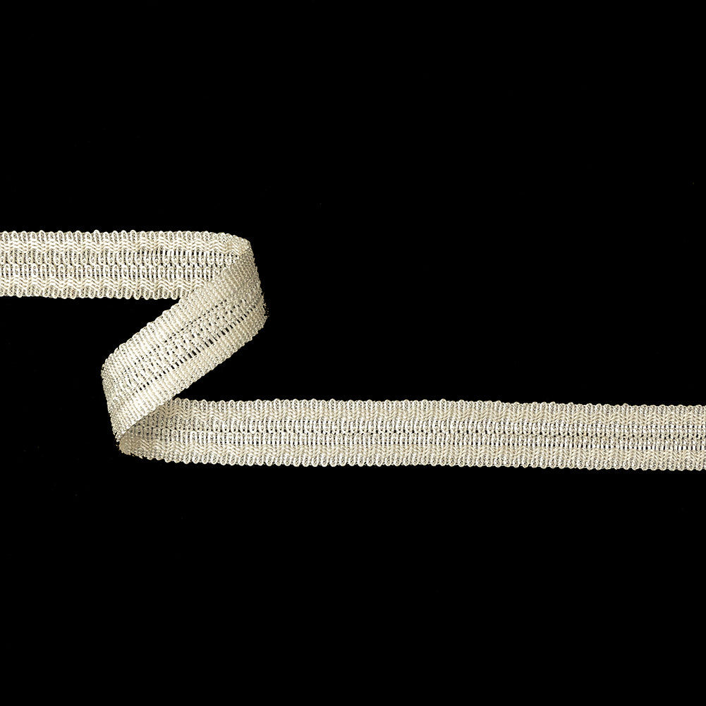Luminous White Asparagus Zig Zags Braided Foldover Trim - 0.75" Luminous White Asparagus Zig Zags Braided Foldover Trim - 0.75"
