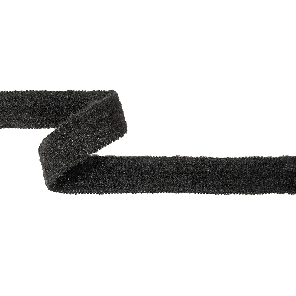 Black Fuzzy Wool Blend Foldover Trim - 1" Black Fuzzy Wool Blend Foldover Trim - 1"