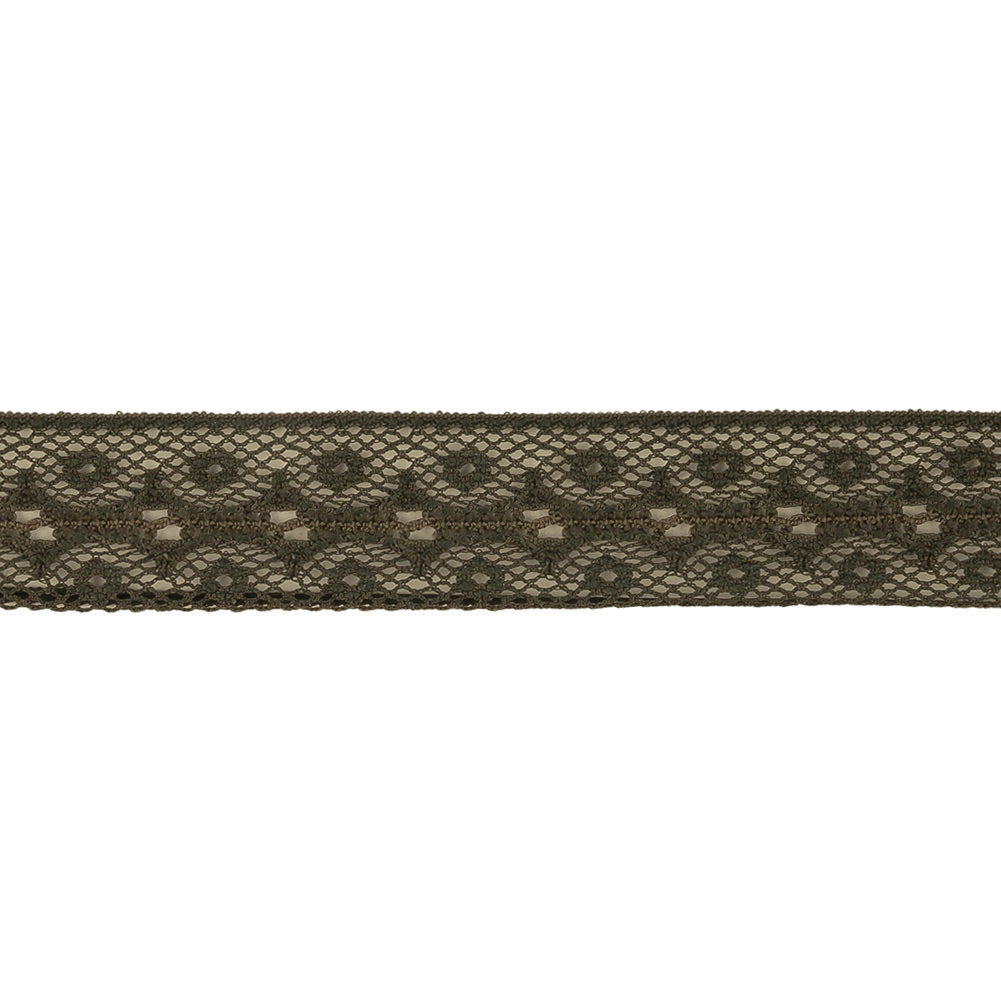 Dark Olive Scallops and Circles Lace Trim - 0.75" Detail Dark Olive Scallops and Circles Lace Trim - 0.75" Detail