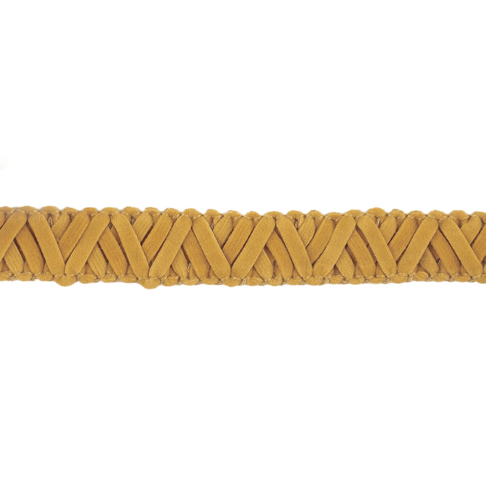 Tan Zig Zags Braided Faux Suede Trim - 0.625" Detail Tan Zig Zags Braided Faux Suede Trim - 0.625" Detail
