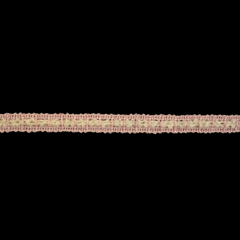 Pink and Cream Wool Crocheted Trim - 0.375" Pink and Cream Wool Crocheted Trim - 0.375"