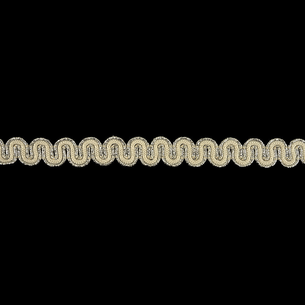 Sugar Swizzle and Metallic Silver Waves Gimp Braided Trim - 0.5" Sugar Swizzle and Metallic Silver Waves Gimp Braided Trim - 0.5"