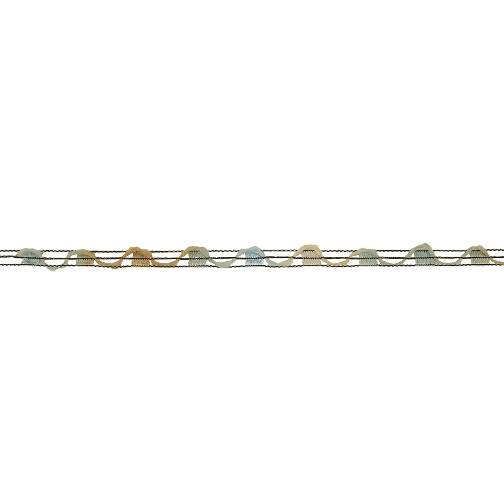 Blue, Beige and Black Variegated Rail Lace Trim - 0.375" Blue, Beige and Black Variegated Rail Lace Trim - 0.375"