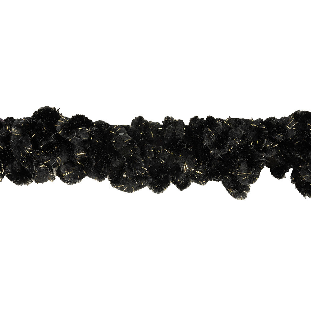 Black and Metallic Gold Chunky Chenille Looped Fringe - 2.25" Black and Metallic Gold Chunky Chenille Looped Fringe - 2.25"