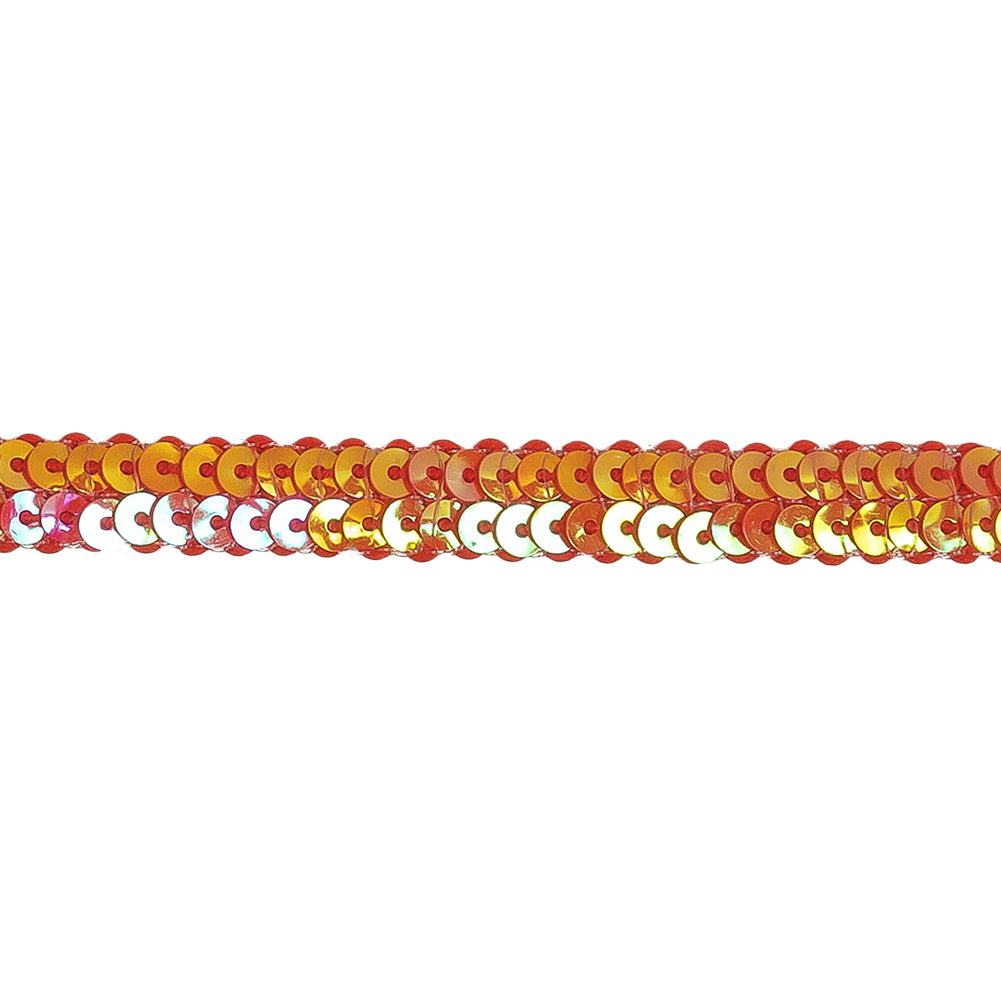 Metallic Iridescent Red Two Row Baby Sequins Trim - 0.375" Detail Metallic Iridescent Red Two Row Baby Sequins Trim - 0.375" Detail