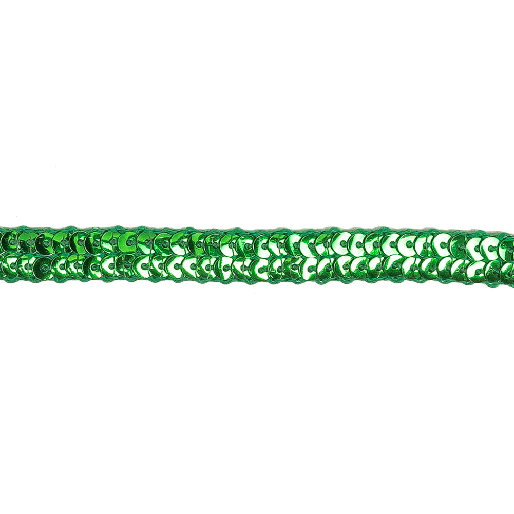 Metallic Green Two Row Baby Sequins Trim - 0.375" Detail Metallic Green Two Row Baby Sequins Trim - 0.375" Detail