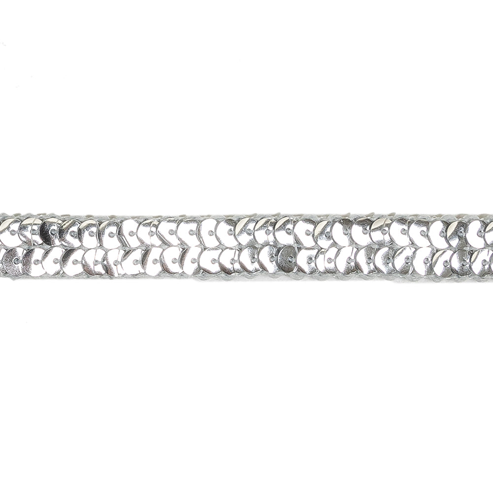 Metallic Silver Two Row Sequins Trim - 0.5" Detail Metallic Silver Two Row Sequins Trim - 0.5" Detail