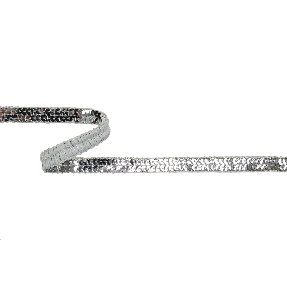 Metallic Silver Two Row Sequins Trim - 0.5" Metallic Silver Two Row Sequins Trim - 0.5"