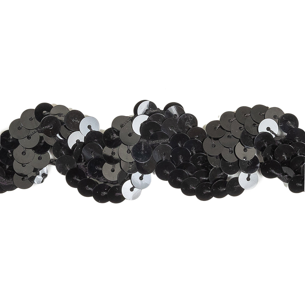 Black Sequins Ric Rac Trim - 1.125" Detail Black Sequins Ric Rac Trim - 1.125" Detail