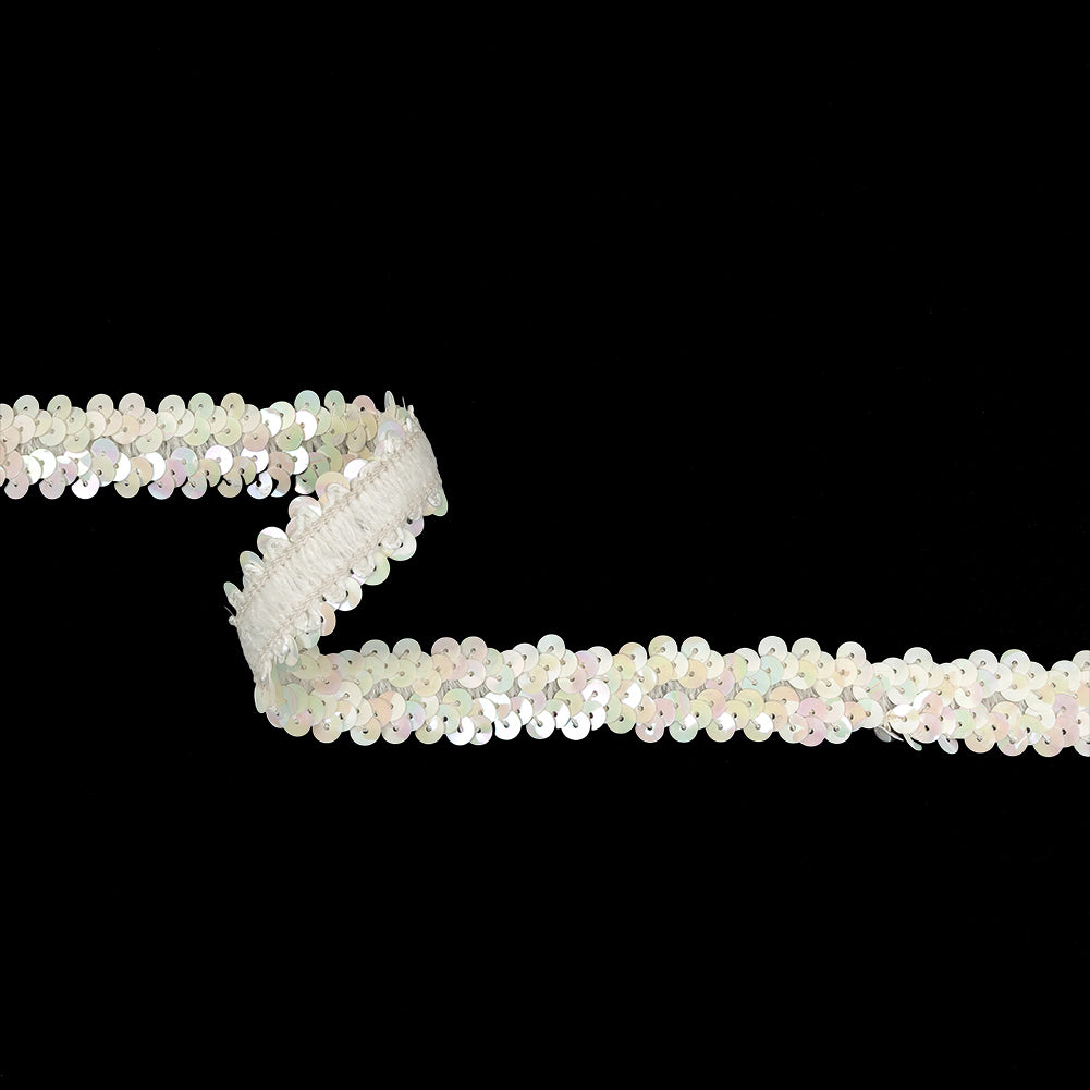 White Iris Two Row Stretch Sequins Trim - 0.875" White Iris Two Row Stretch Sequins Trim - 0.875"