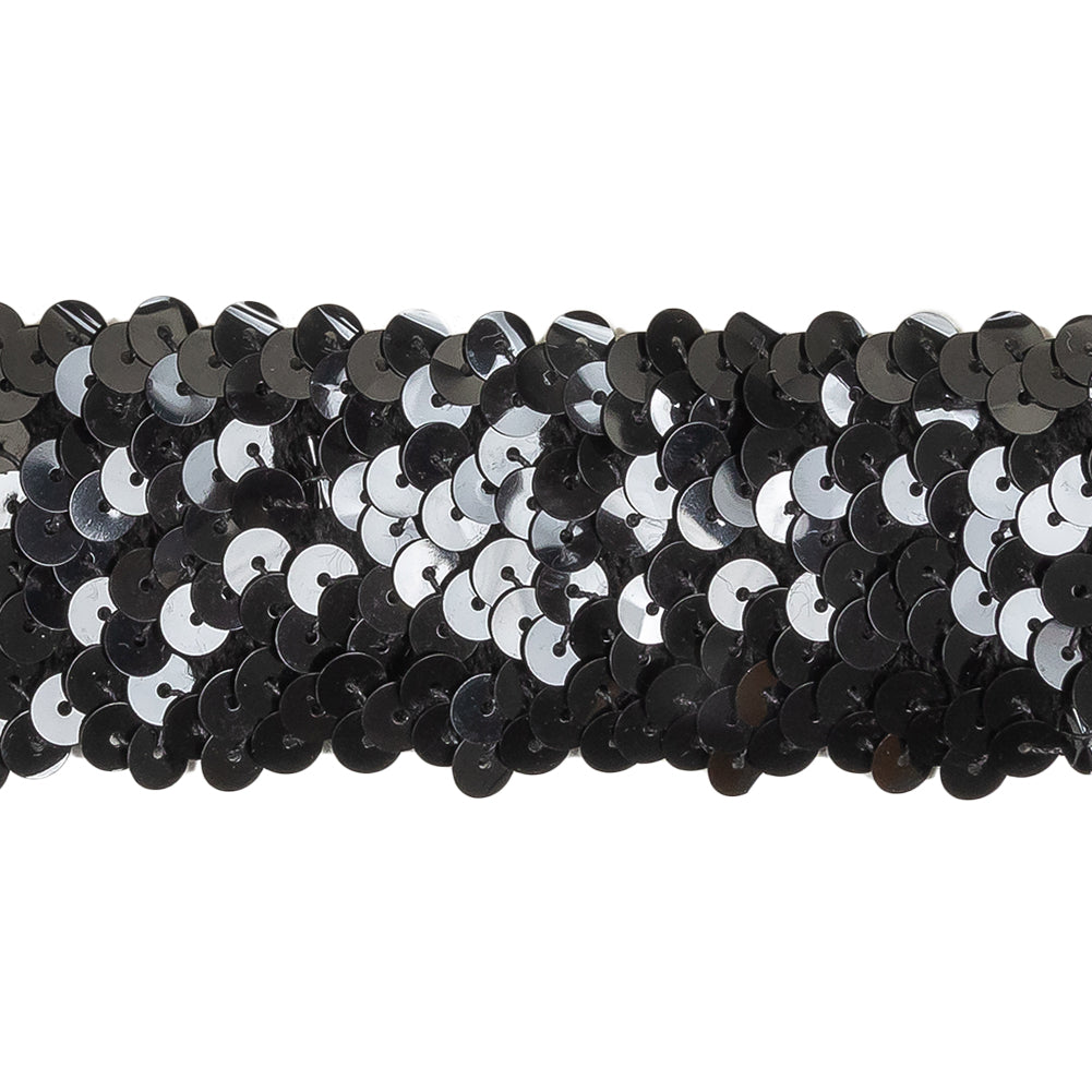 Black Four Row Stretch Sequins Trim - 1.5" Detail Black Four Row Stretch Sequins Trim - 1.5" Detail