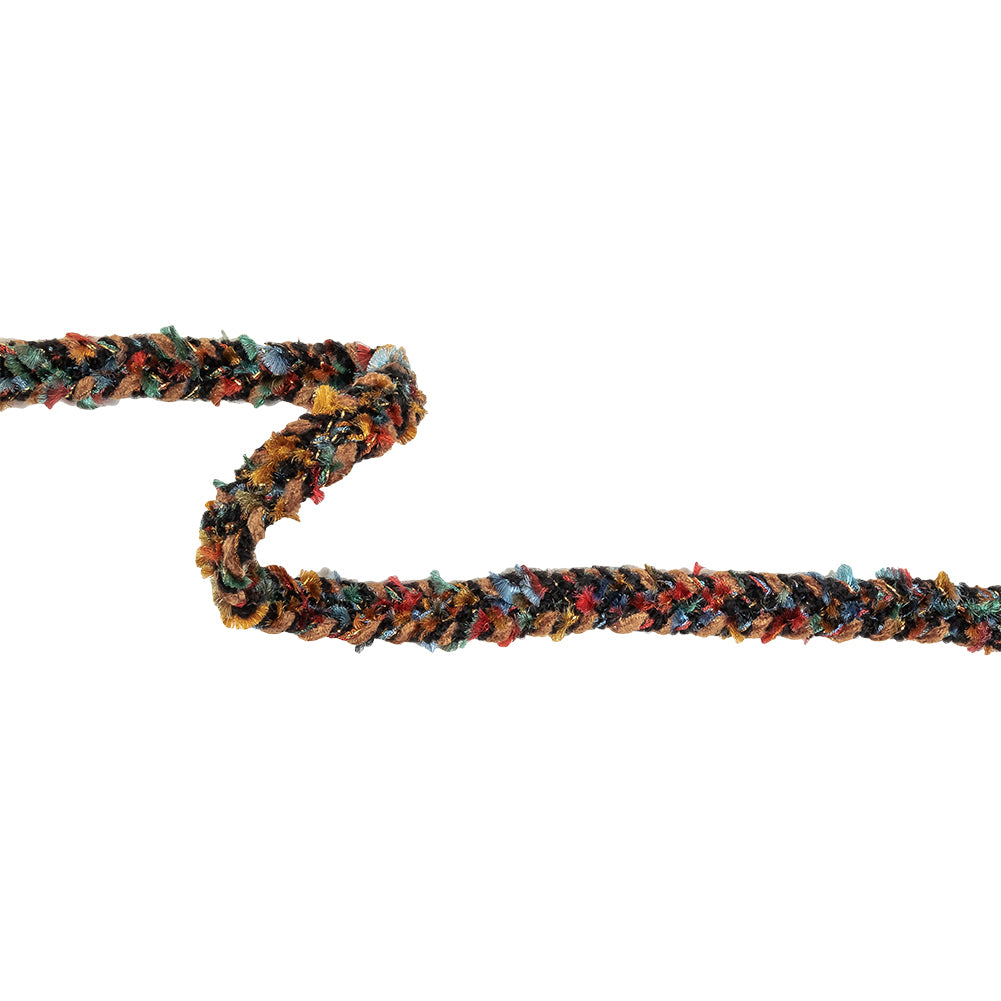 Tan, Black and Multicolor Chenille Braided Trim - 0.625" Tan, Black and Multicolor Chenille Braided Trim - 0.625"
