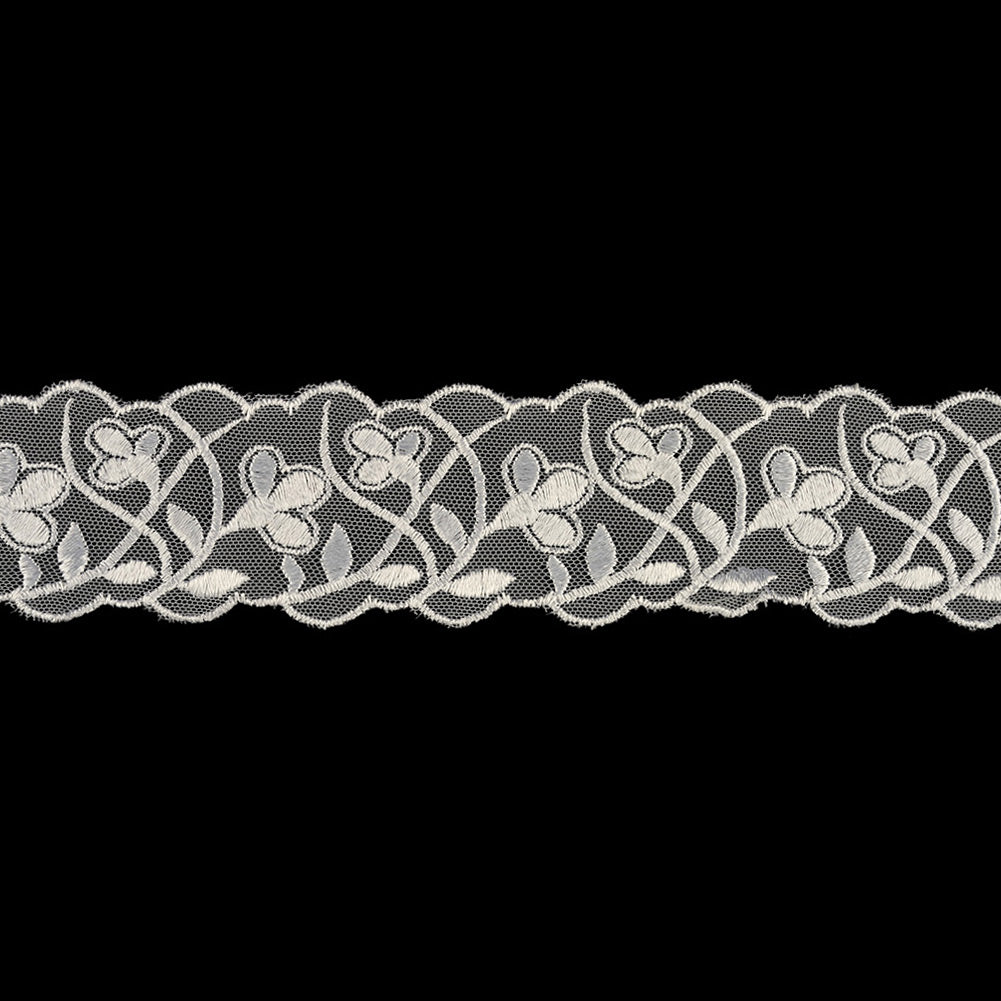 Luminous White Wildflower Buds Embroidered Lace Trim - 2.125" Luminous White Wildflower Buds Embroidered Lace Trim - 2.125"