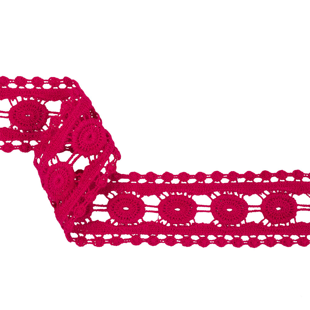 Magenta Circles Cotton Blend Crochet Lace Trim - 2" Magenta Circles Cotton Blend Crochet Lace Trim - 2"