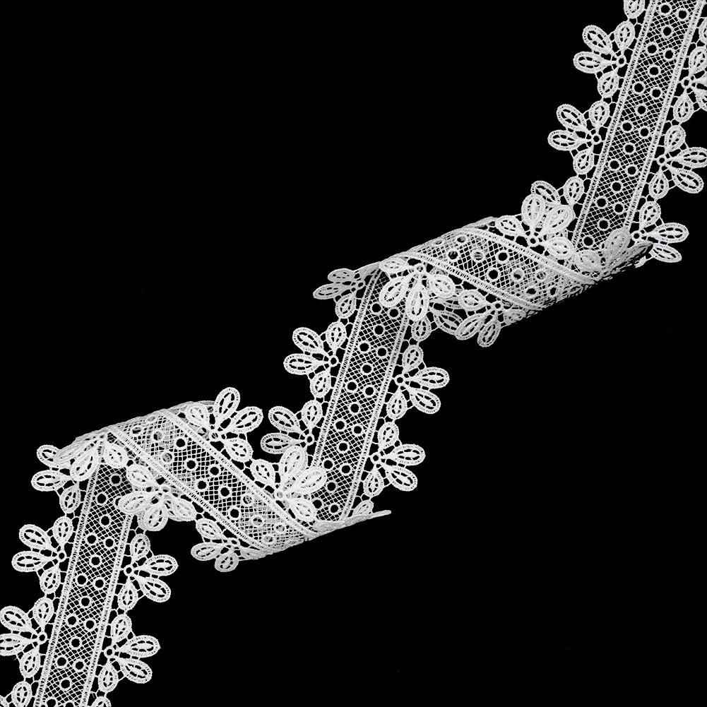 White Leaves and Dots Venise Lace Trim - 2" White Leaves and Dots Venise Lace Trim - 2"