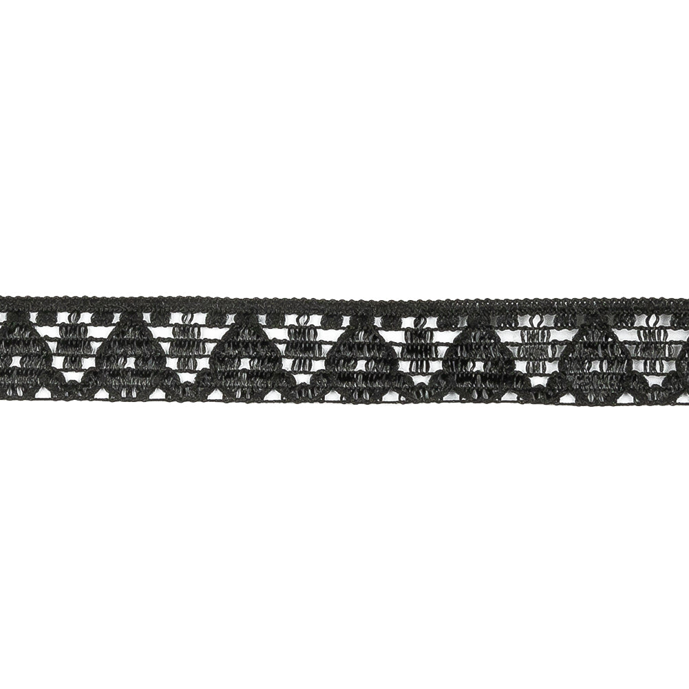 Black Bean Geometric Lace Trim - 0.4375" Detail Black Bean Geometric Lace Trim - 0.4375" Detail