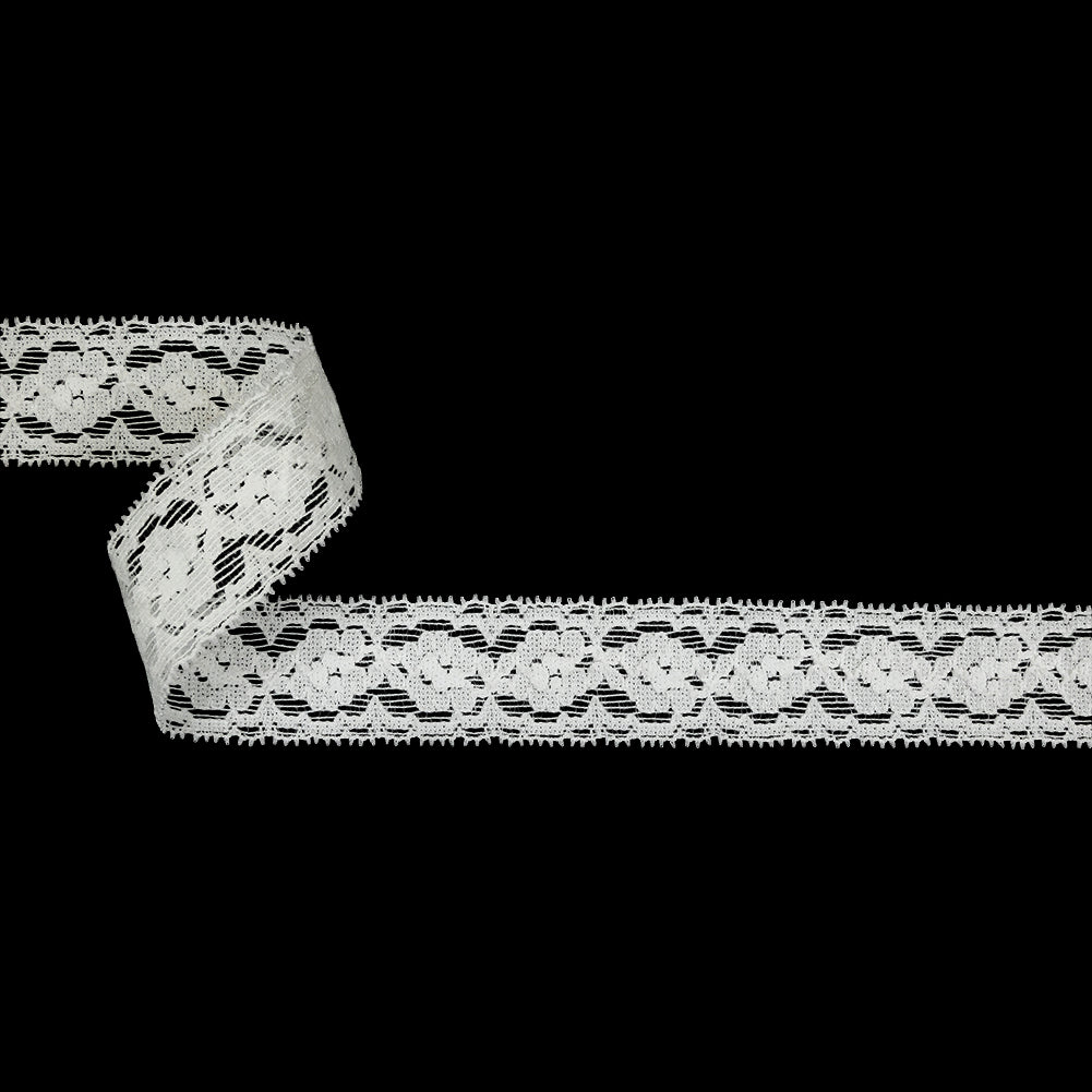 White Floral Stretch Lace Trim - 1.25" White Floral Stretch Lace Trim - 1.25"
