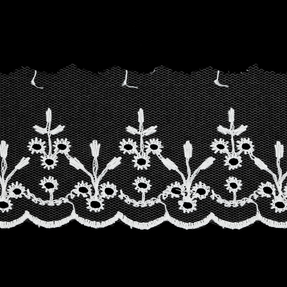 White Embroidered Eyelet Lace Trim - 1.75" Detail White Embroidered Eyelet Lace Trim - 1.75" Detail