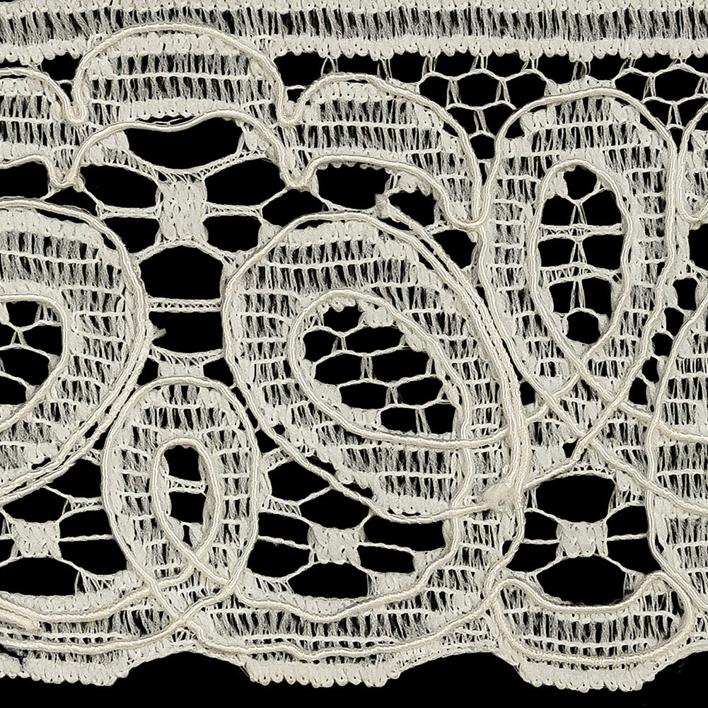 White Leaf-Like Loops Corded Lace Trim - 3.25" Detail White Leaf-Like Loops Corded Lace Trim - 3.25" Detail