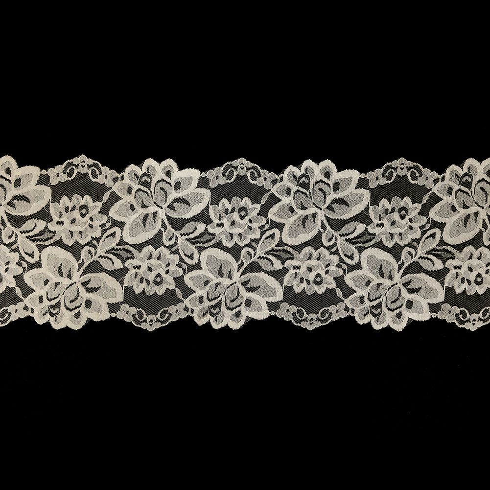White Floral Lace Trim with Finished Edges - 5.5" White Floral Lace Trim with Finished Edges - 5.5"