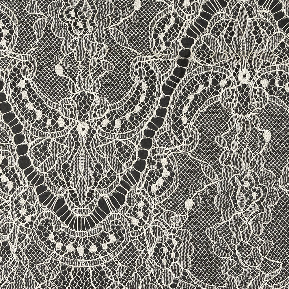 White Alyssum Floral and Paisley Chantilly Lace Trim - 12" x 3yd Detail White Alyssum Floral and Paisley Chantilly Lace Trim - 12" x 3yd Detail