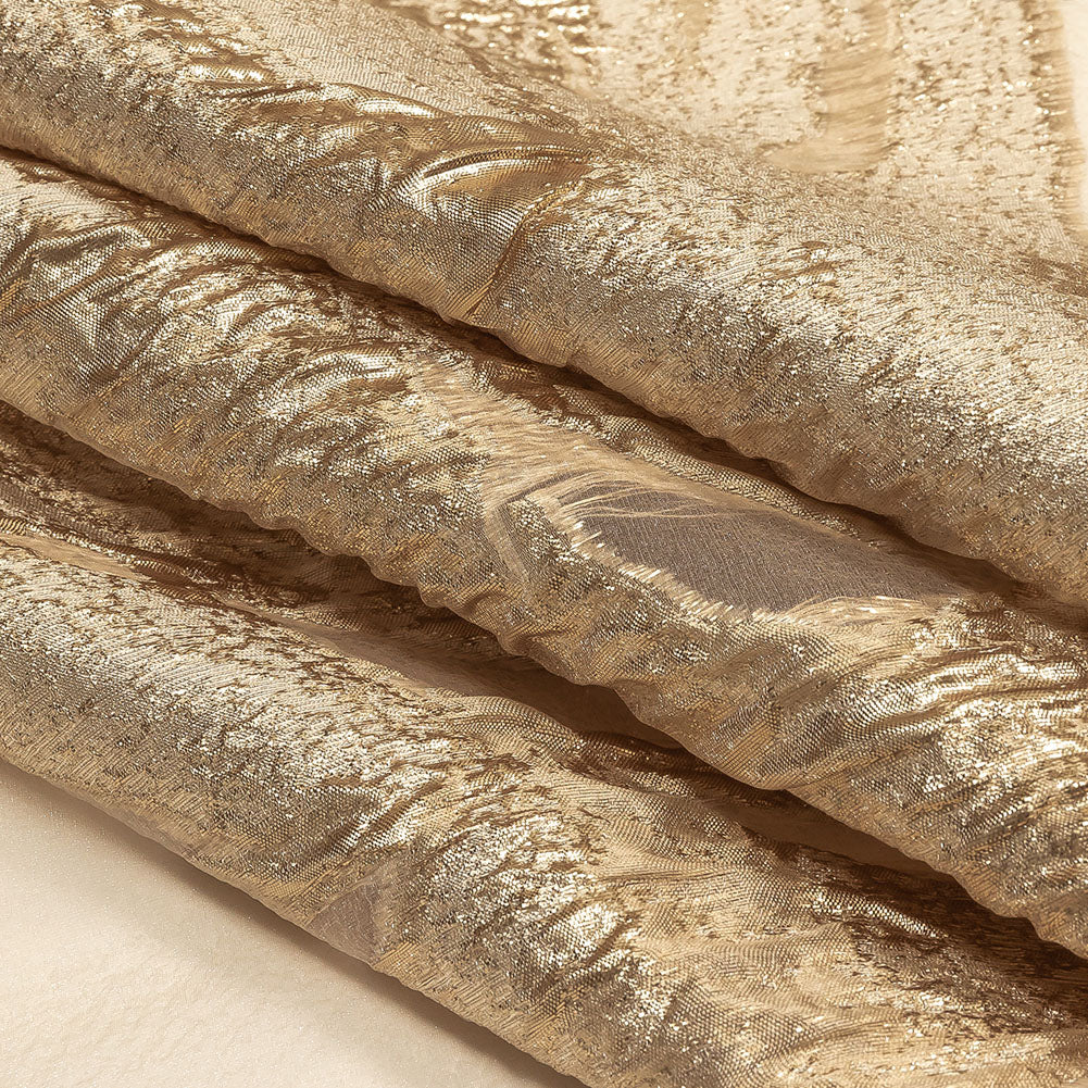Metallic Gold and Beige Marbled Veins Luxury Burnout Brocade Panel Folded Metallic Gold and Beige Marbled Veins Luxury Burnout Brocade Panel Folded